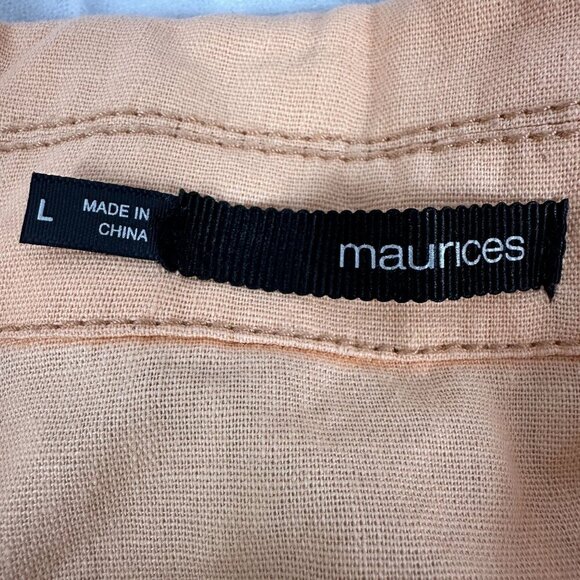Maurices Peach Linen Blend Asymmetrical Zip Moto Jacket - Women's Size L - Picture 4 of 6